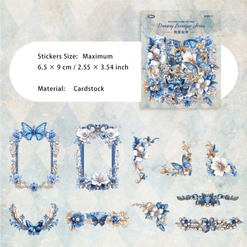 20 Pcs Baroque Cardstock Stickers MHBLK