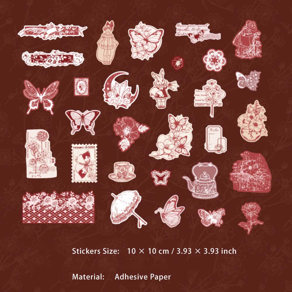 30 Pcs Vintage Scrapbook Stickers FZWR