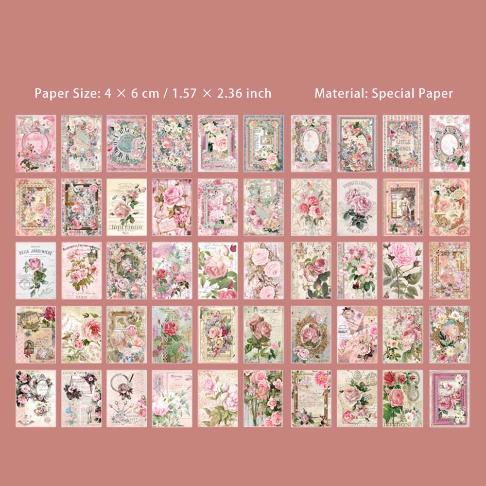 50 Sheets Mini Vintage Scrapbook Paper HJYY