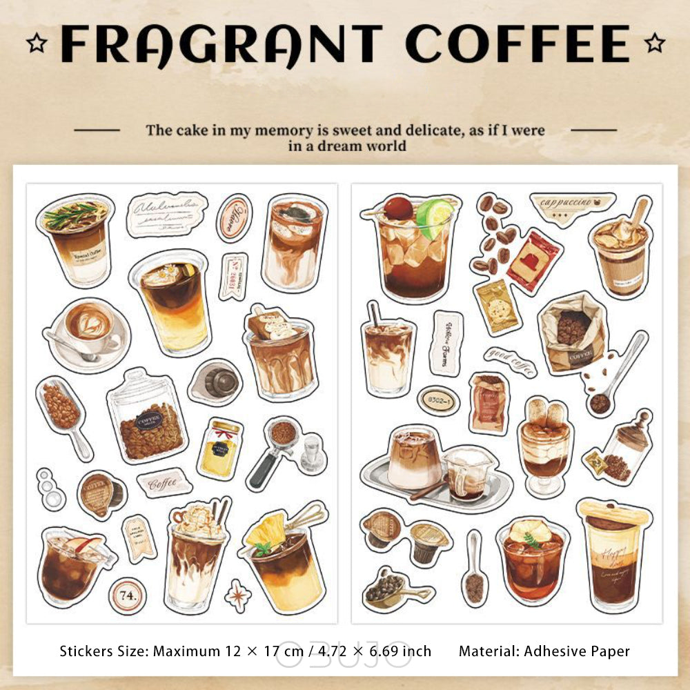 2 Sheets Coffee Dessert Stickers TFRJ