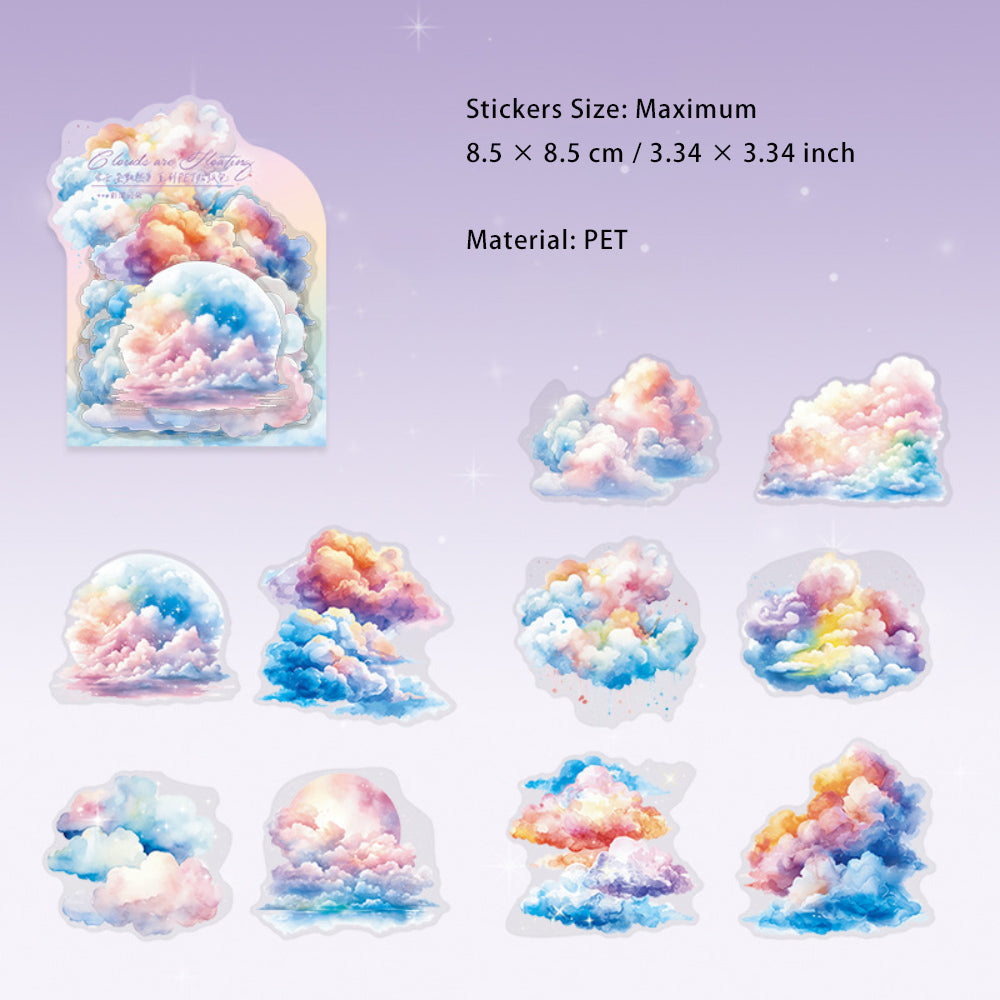 10 Pcs PET Cloud Stickers YDPR