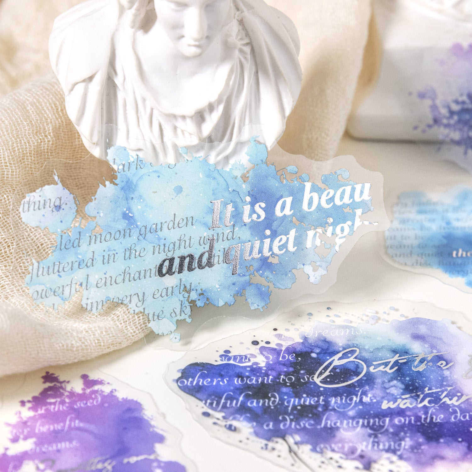 20 Pcs Watercolor Quotes PET Stickers SCMZ