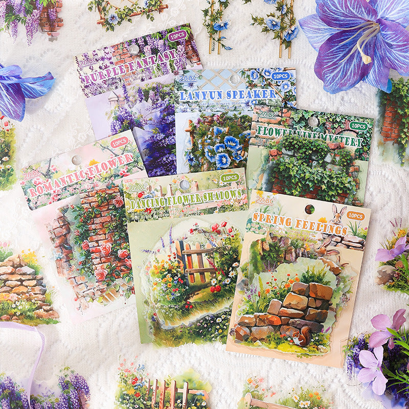 10 Pcs Garden Vine PET Stickers MMHY