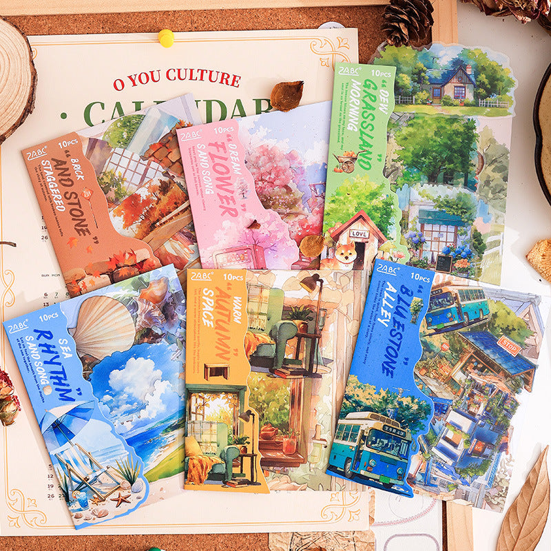 10 Pcs Natural Landscape PET Stickers ZRHJ