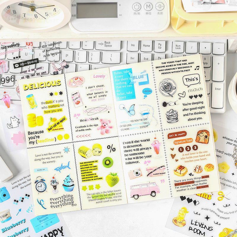4 Sheet Creative Journal PET Stickers YJQX
