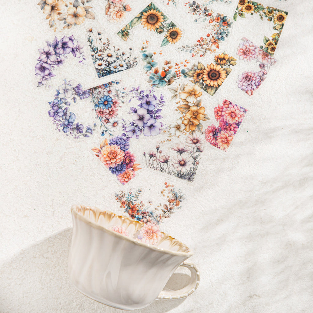 20 Pcs Flower Corner PET Stickers HDBJ