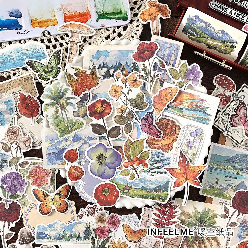 200 Pcs Vintage Journal Stickers and Paper SYCS