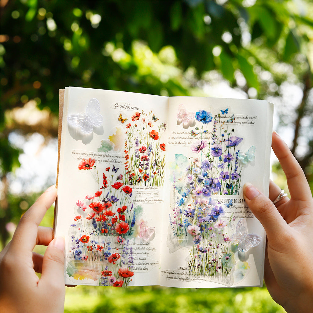 120 Pcs Impressionist Monet Garden Wildflower Stickers