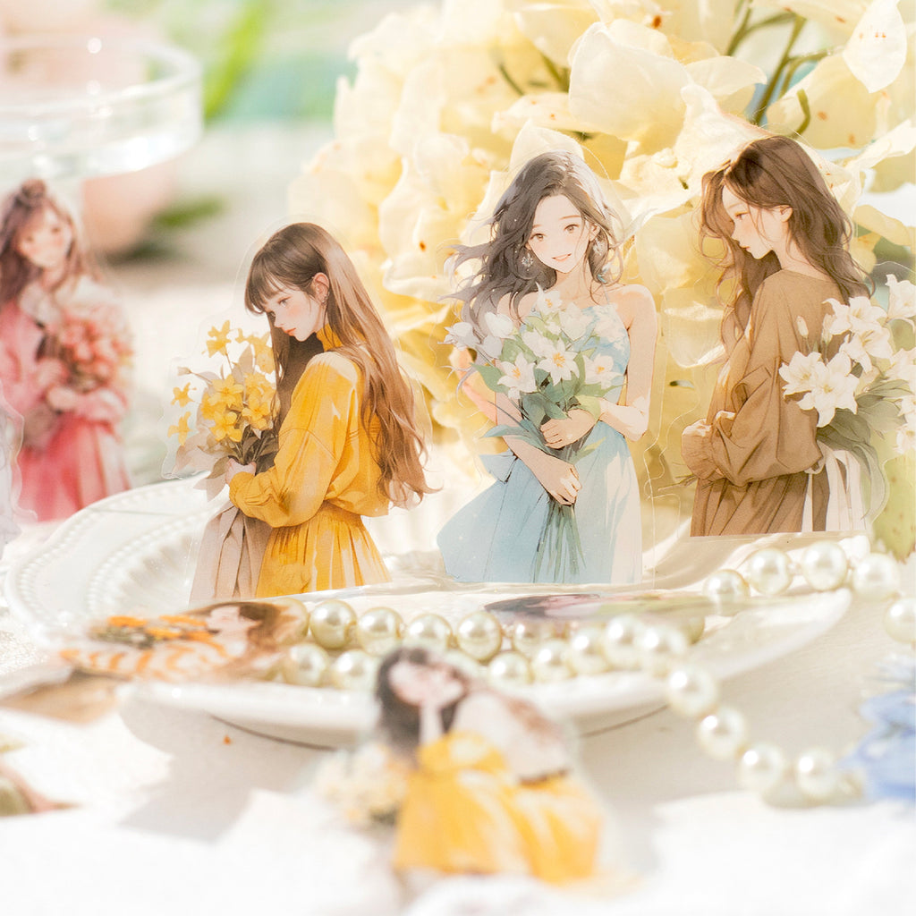 20 Pcs Flower Girl PET Stickers HYSN