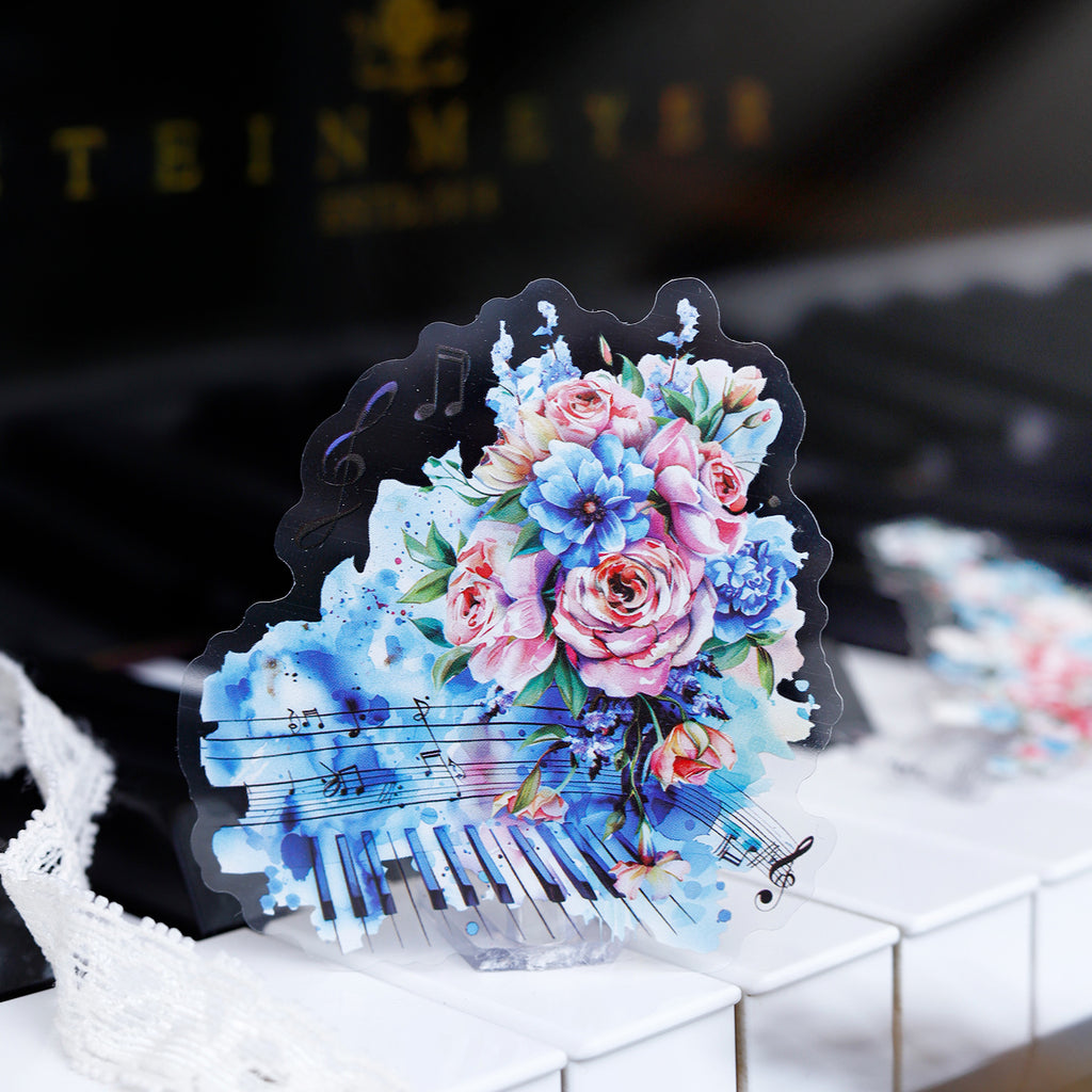 15 Pcs Disc Paper and Flower PET Stickers Kit CTGY