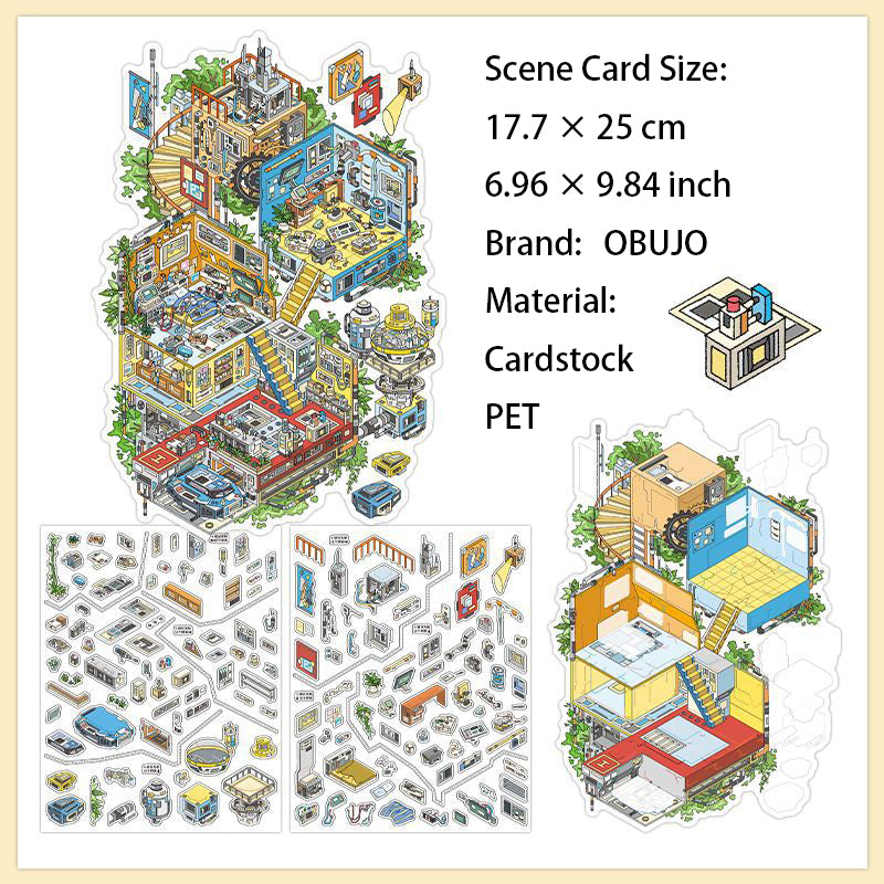 3D Shop House Scene DIY Stickers Kit JRYYZ38
