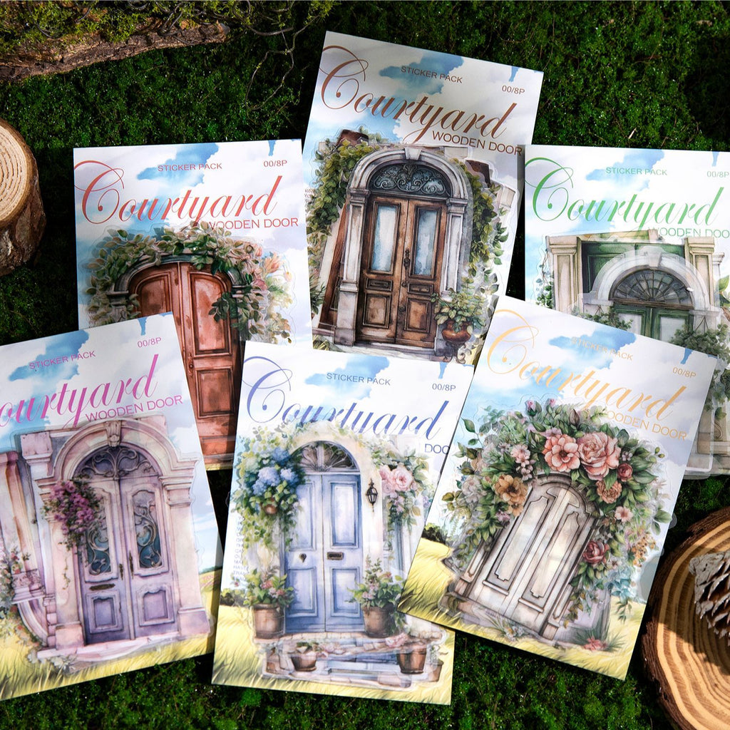 8 Pcs Wooden Door PET Stickers TYMM