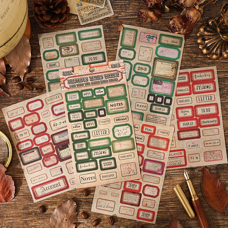 6 Sheets Vintage Lable Washi Stickers LDPJ