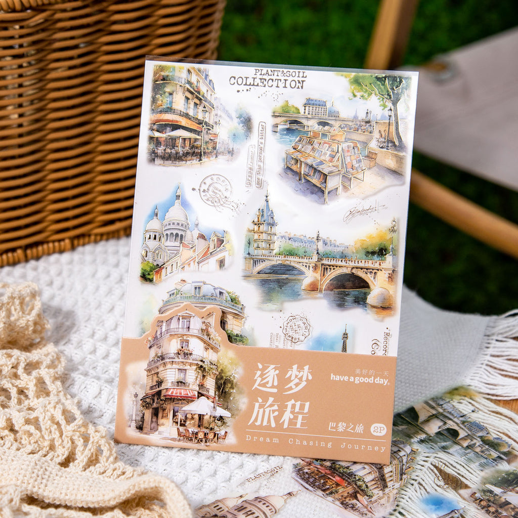 2 Sheets Travel Landscape PET Stickers ZMLC