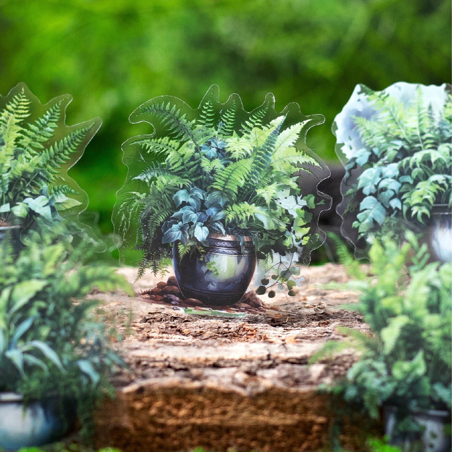 20 Pcs Green Plants Ferns PET Stickers QJCJ