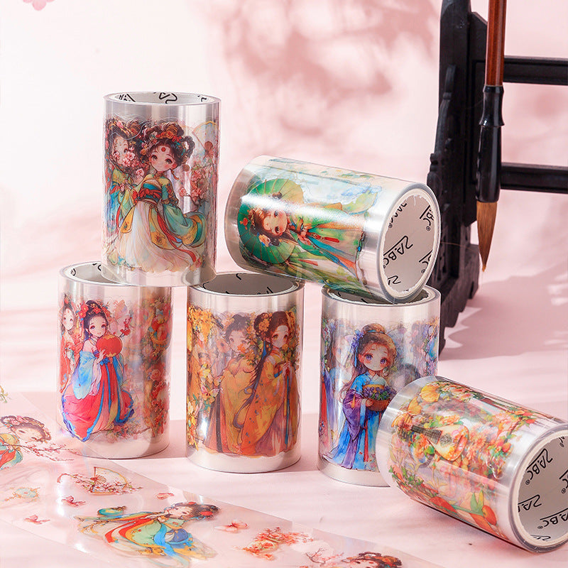 6 Rolls Chinese Classic Girl PET Stickers Tape BCQH