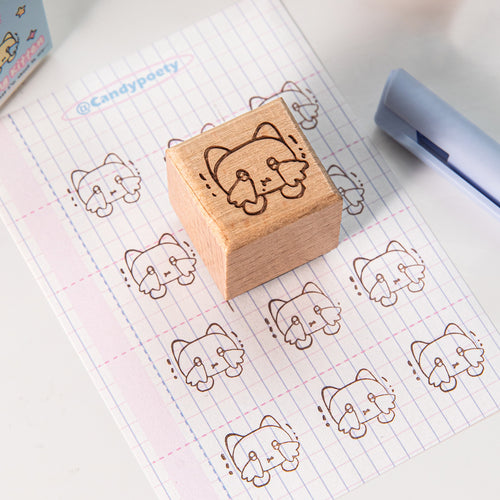 1 Pcs Cute Animal Wooden Stamp XDPD