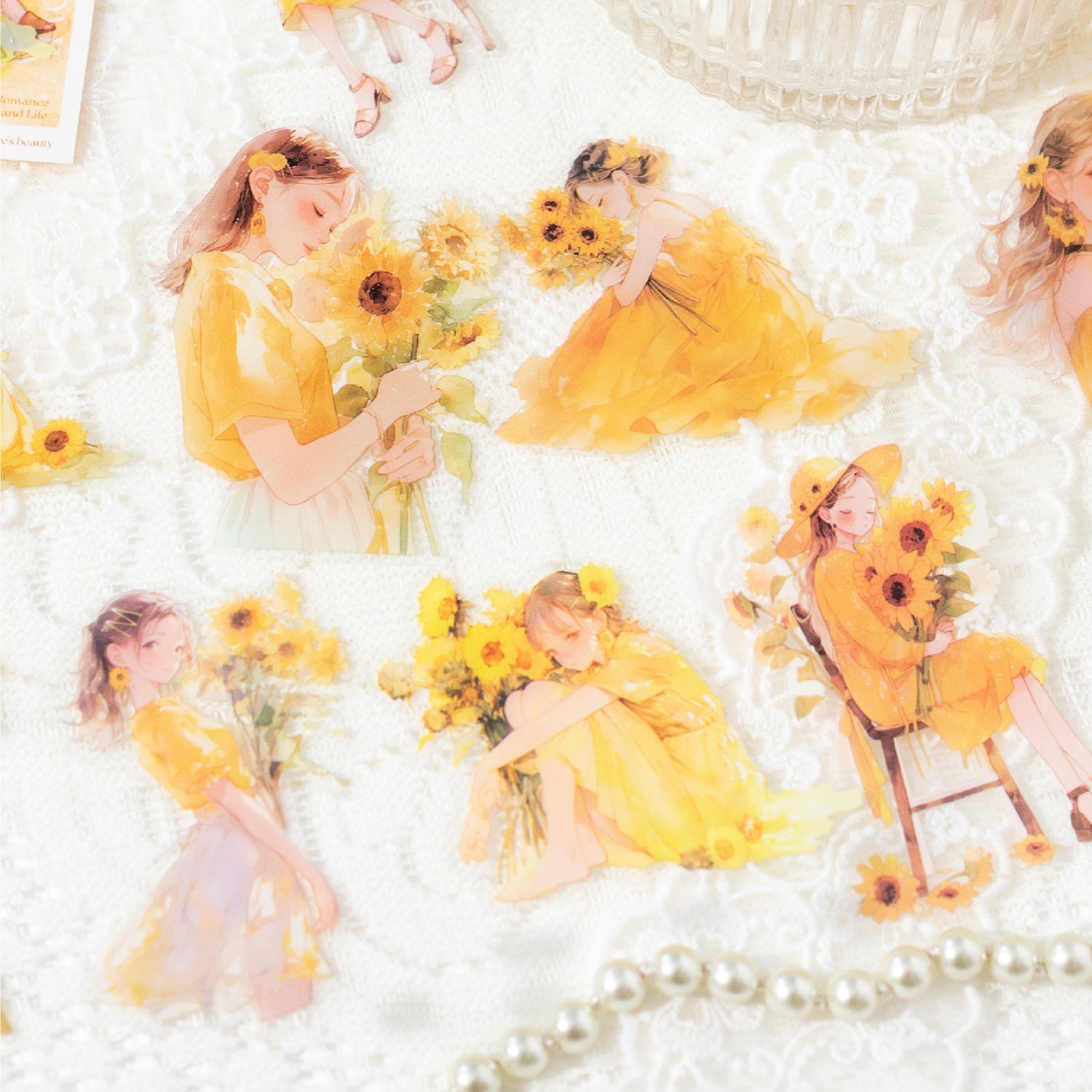 24 Pcs Flower Girl PET Stickers PHSN
