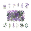 100 Pcs Watercolor Botanical Flowers Stickers - Purple