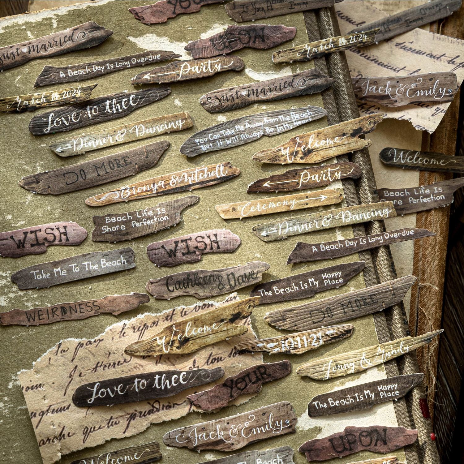 50 Pcs Wooden Themed Words Stickers ZJMY