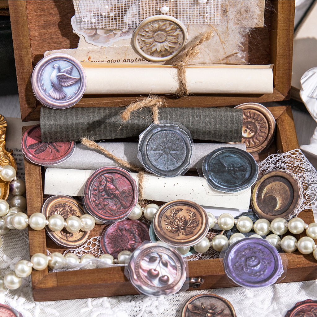 15 Pcs Vintage Wax Seal PU Stickers SGXJ