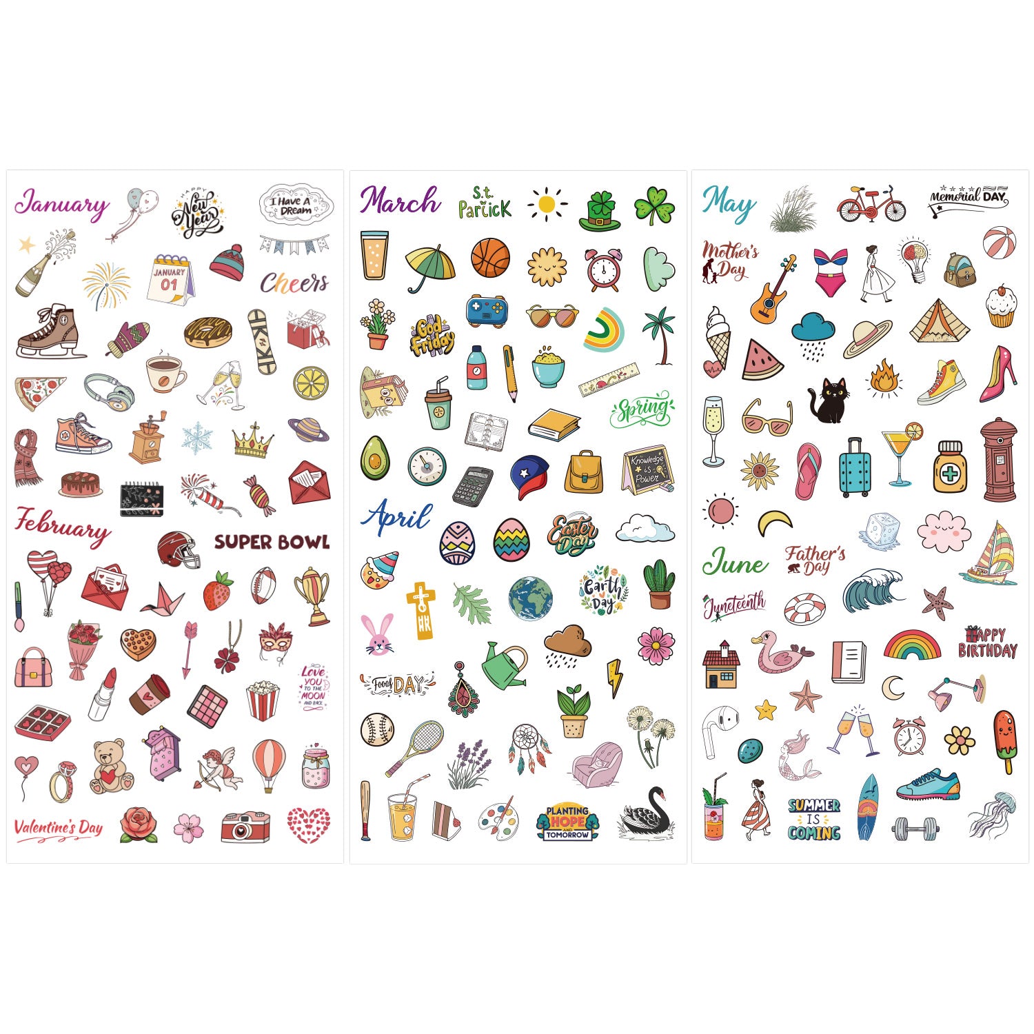 365+ Pcs Daily Planner Stickers, 6 Sheets