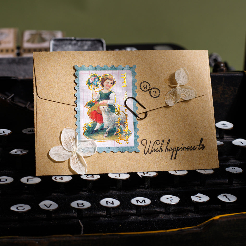 20 Pcs Gold Foil Post Stamp Stickers LJYP