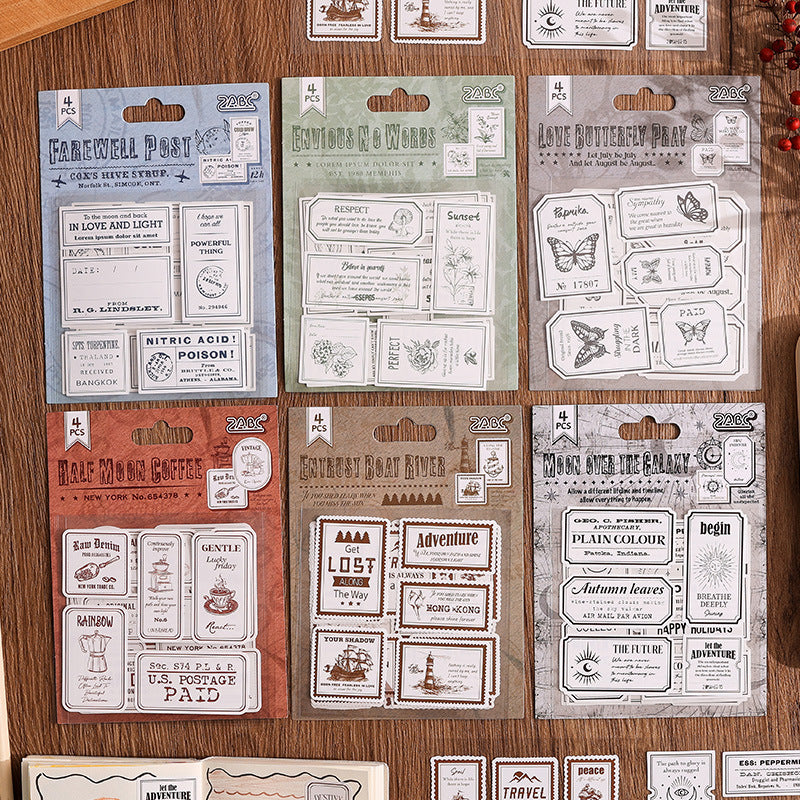 4 Sheets Vintage Scrapbook Stickers CXDY