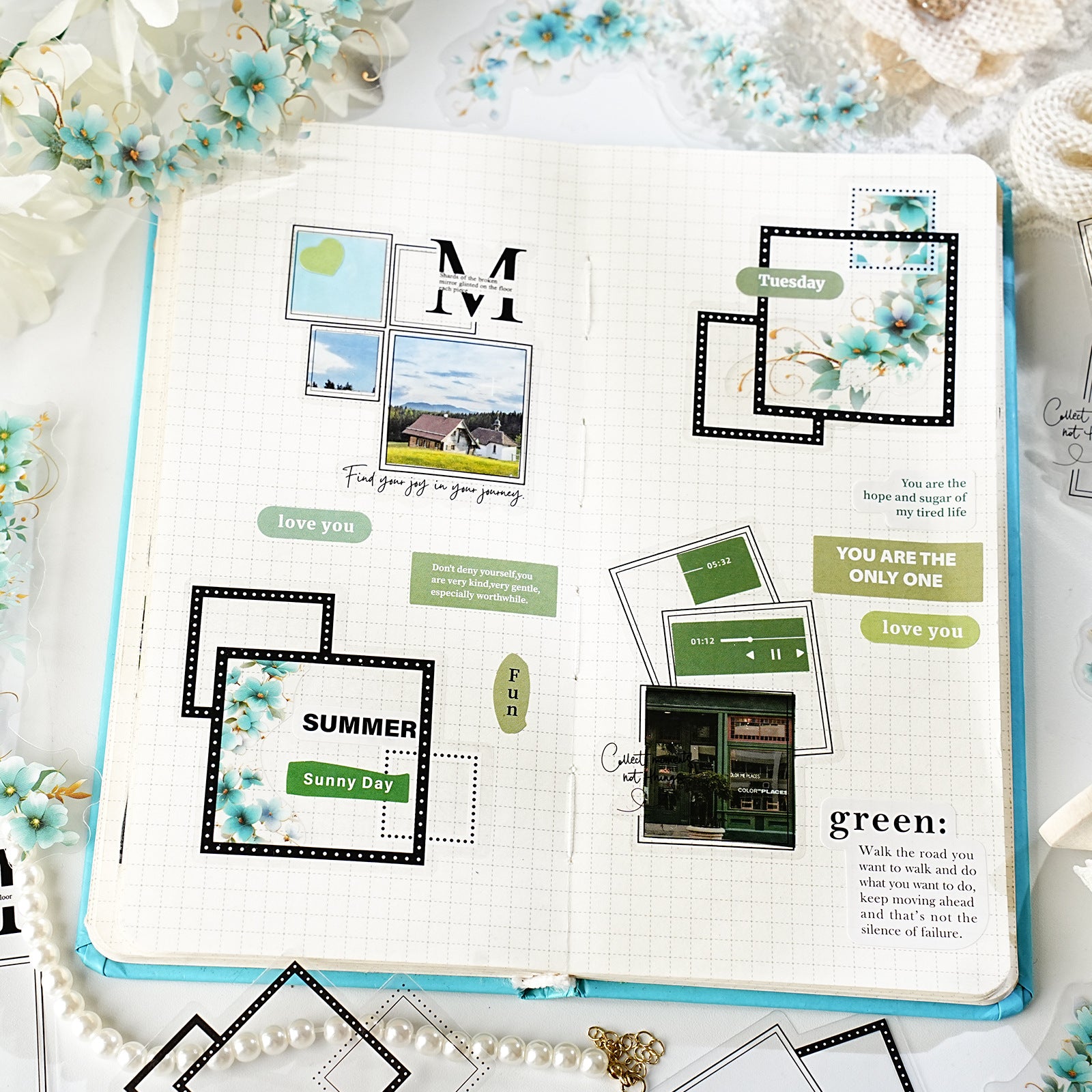 20 Pcs Geometry and Flower PET Stickers HYRC