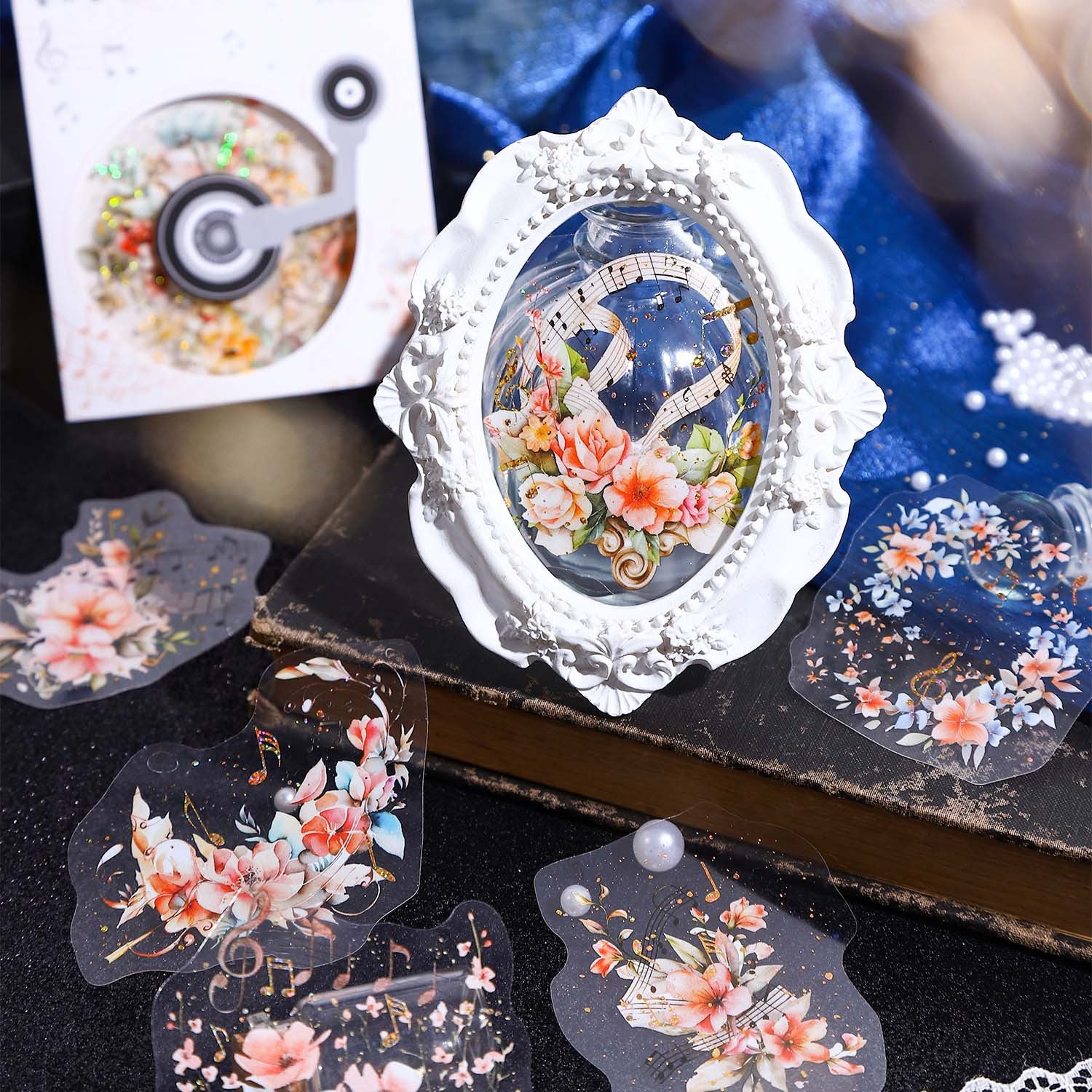 10 Pcs Music Flower PET Stickers HHXL