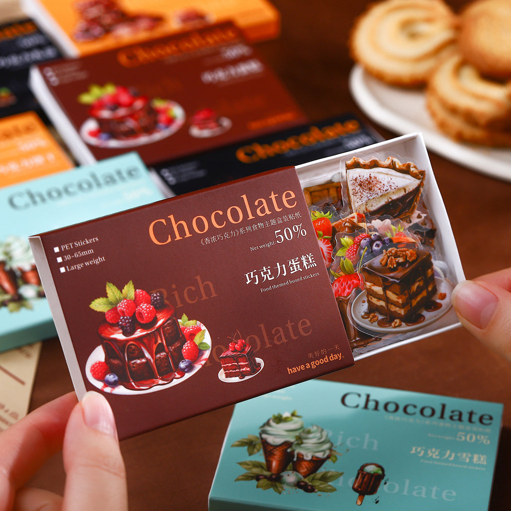 50 Pcs Chocolate Theme PET Stickers XNQKL