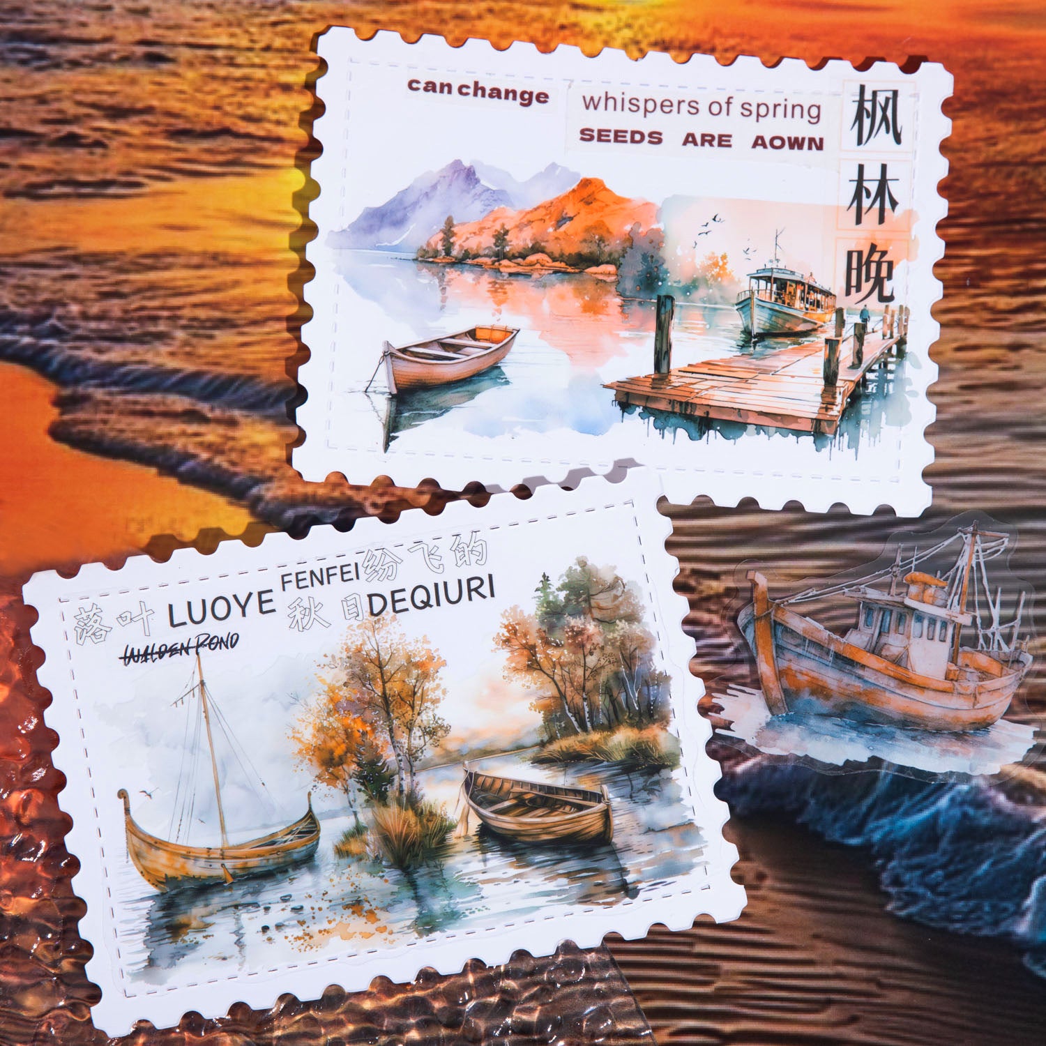 20 Pcs Laker Boat PET Stickers FZHS