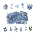 100 Pcs Watercolor Botanical Flowers Stickers - Blue