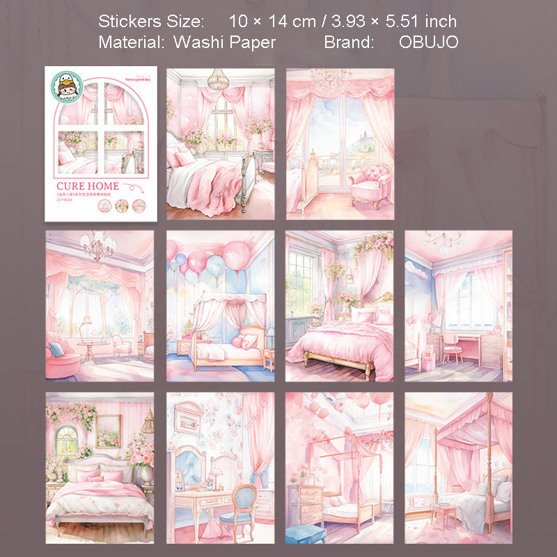 10 Pcs Live Theme Washi Stickers ZYXJ