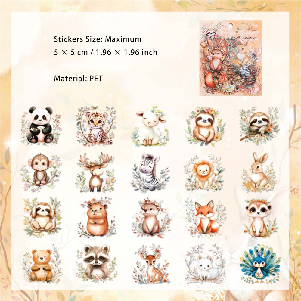 40 Pcs Cute Animal PET Stickers MMDYH