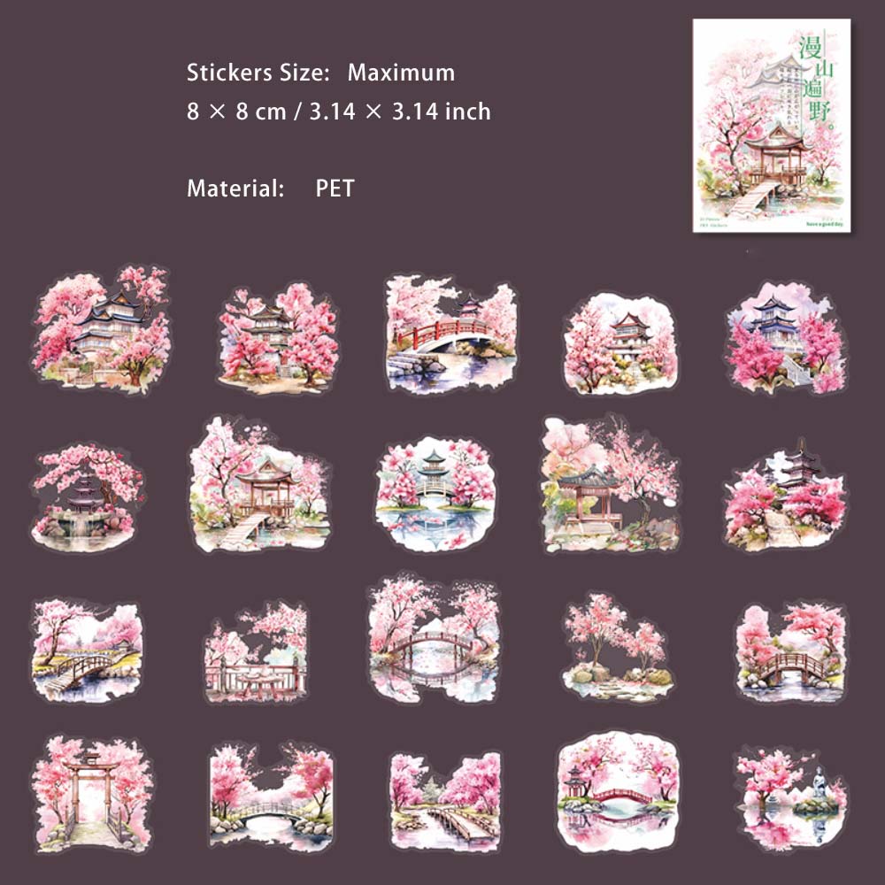 20 Pcs Cheery Blossom PET Stickers MSBY