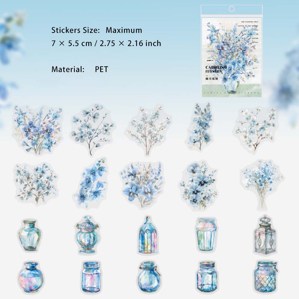 20 Pcs Bottle Branches PET Stickers XHSZ