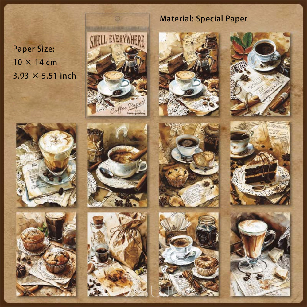 30 Sheets Coffee Themed Scrapbook Paper XQSY