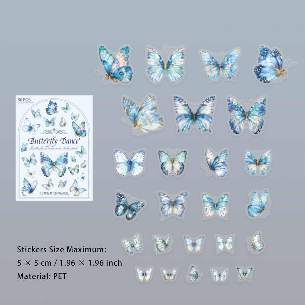 50 Pcs Butterfly Stickers WDQW