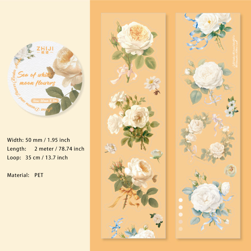 1 Roll Diecut Flower PET Stickers Tape QMHJ