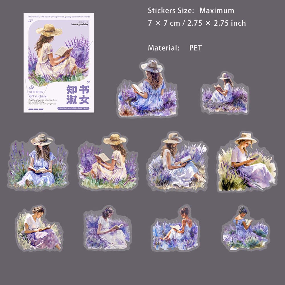 20 Pcs Flower Girl PET Stickers HTLDSN