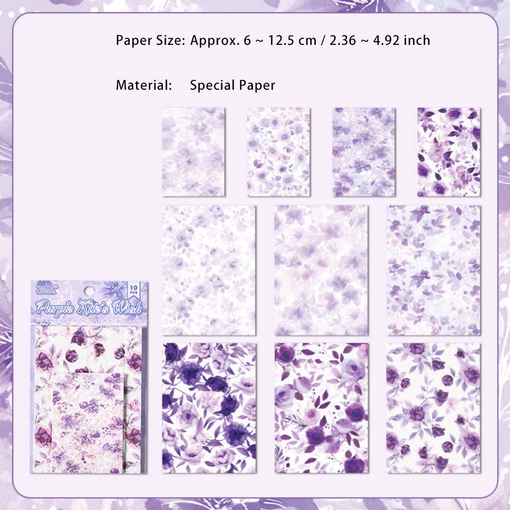 10 Sheets Floral Basic Scrapbook Paper HYWL