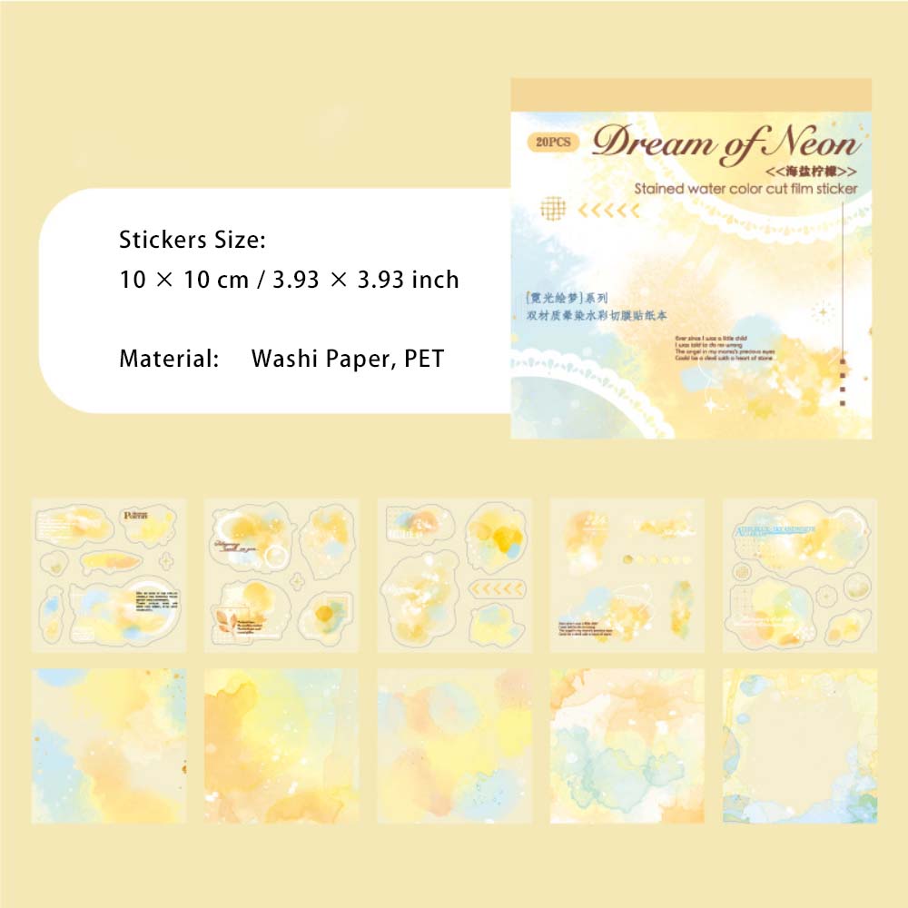 20 Sheets Color Blending Theme Stickers Book NGHM