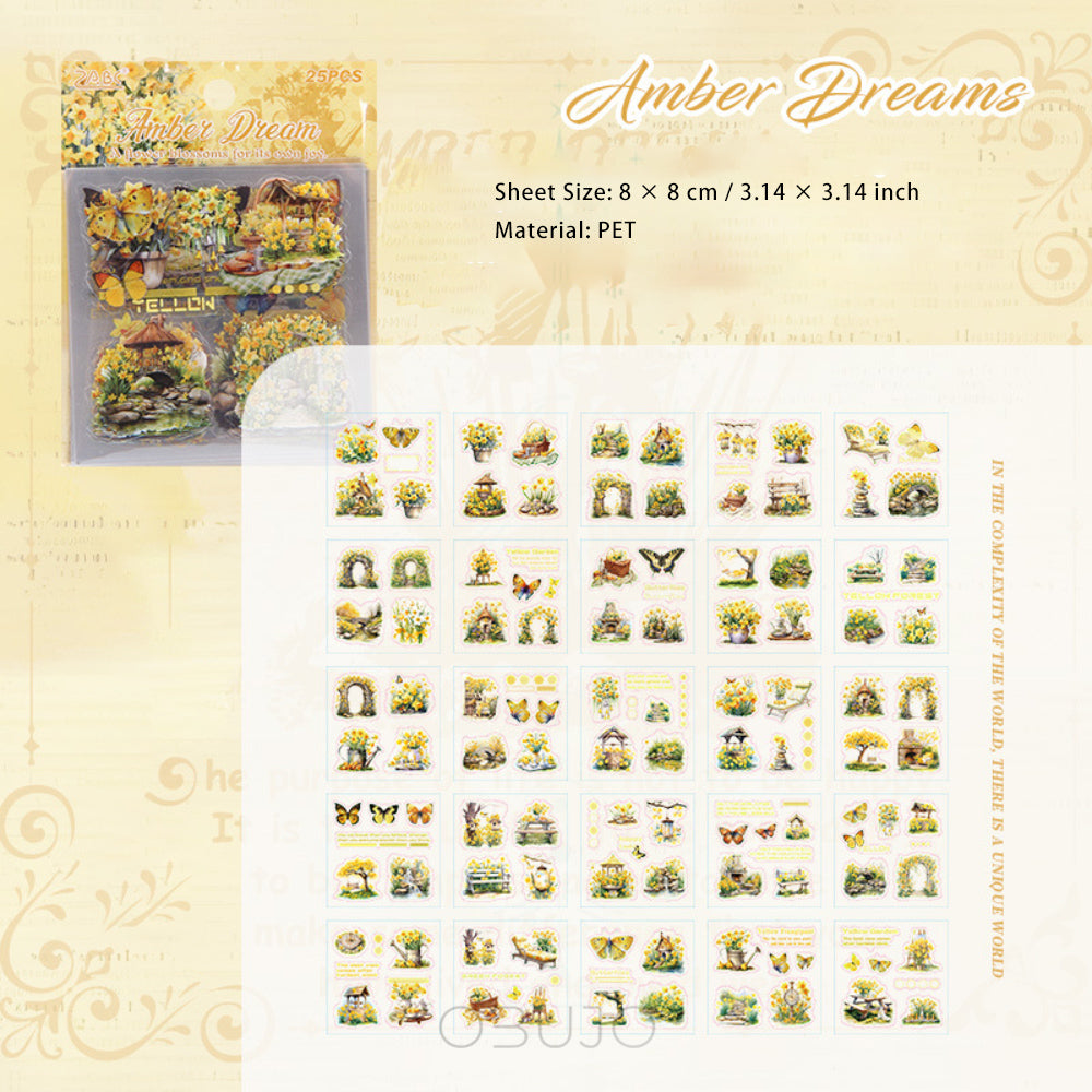 25 Pcs Flower Garden PET Stickers XXHJ