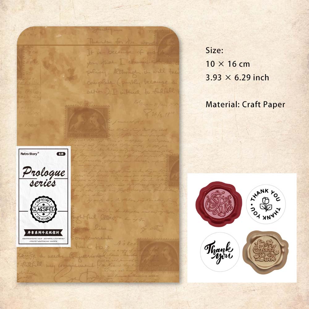 3 Pcs Vintage Envelope with Sealing Stickers XZXL