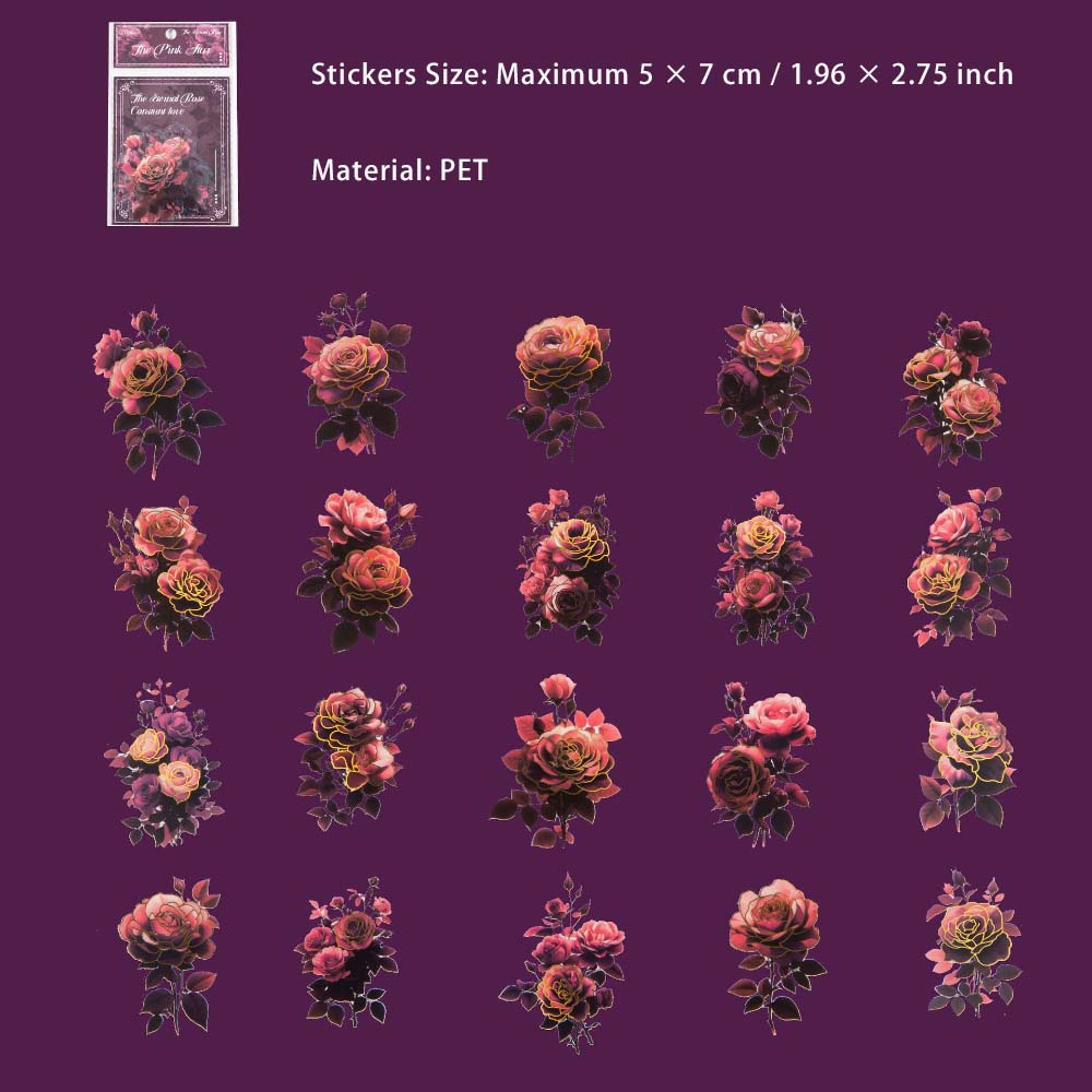 20 Pcs Dark Rose Stickers YHMG