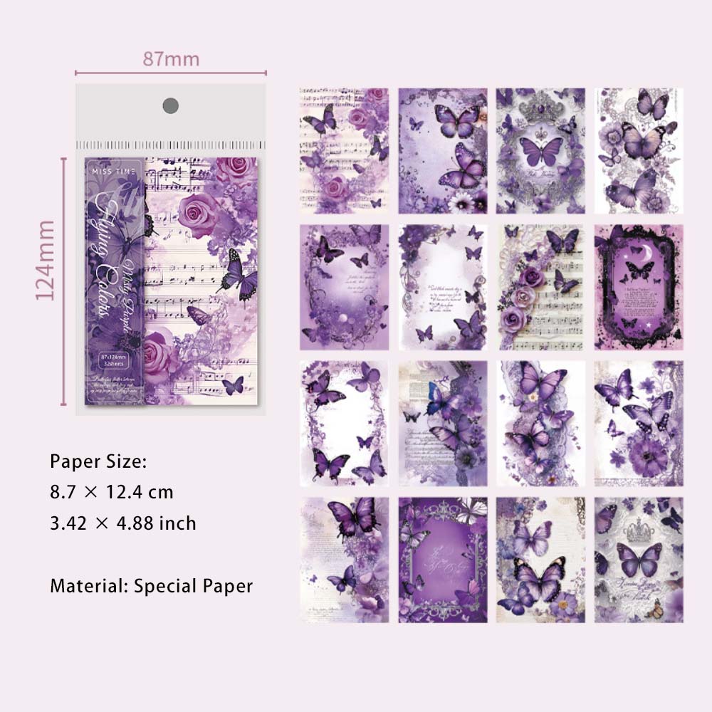 32 Sheets Butterfly Themed Scrapbook Paper PQSC