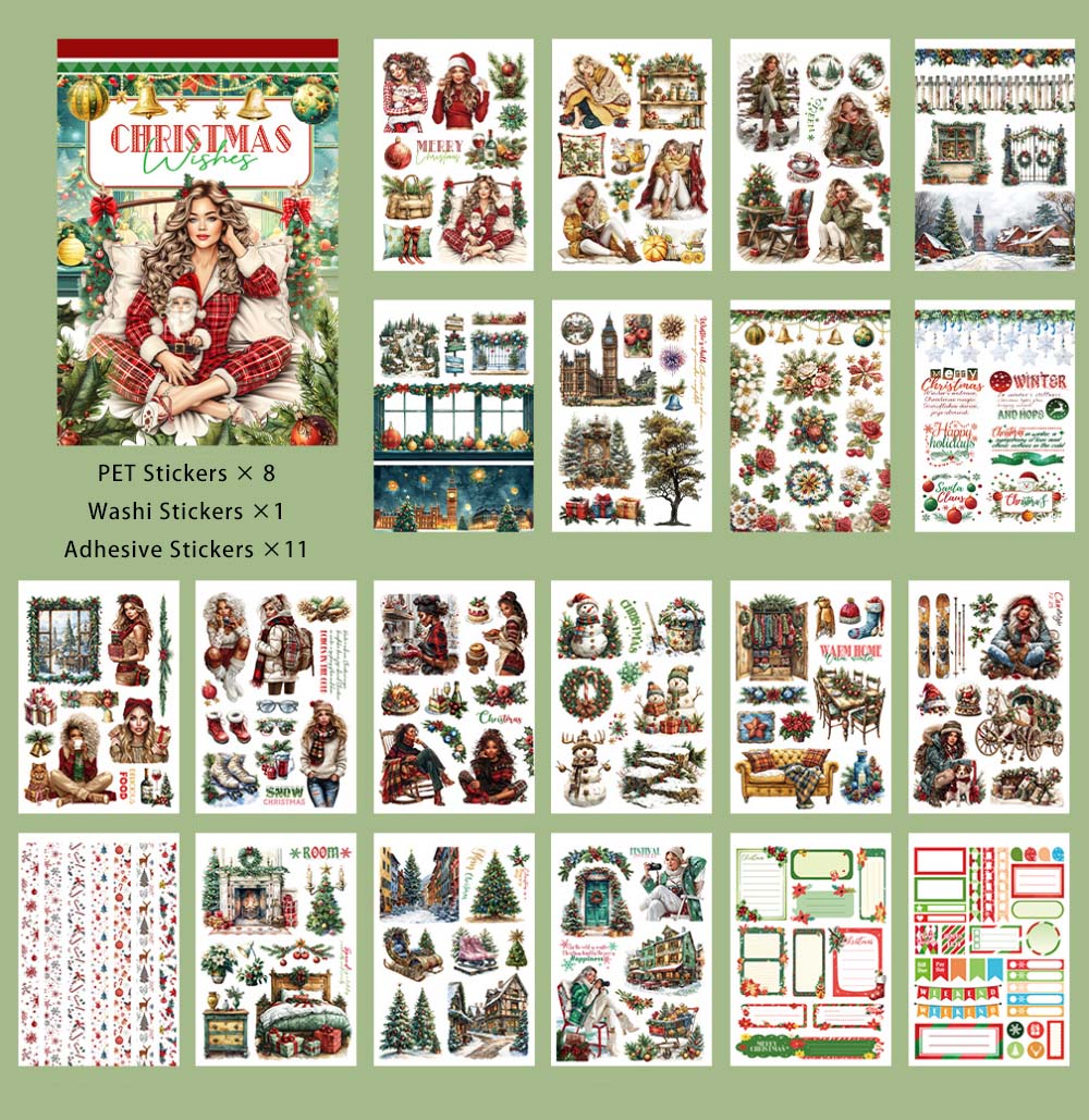 20 Sheets A5 Christmas Stickers Book DHSDJ