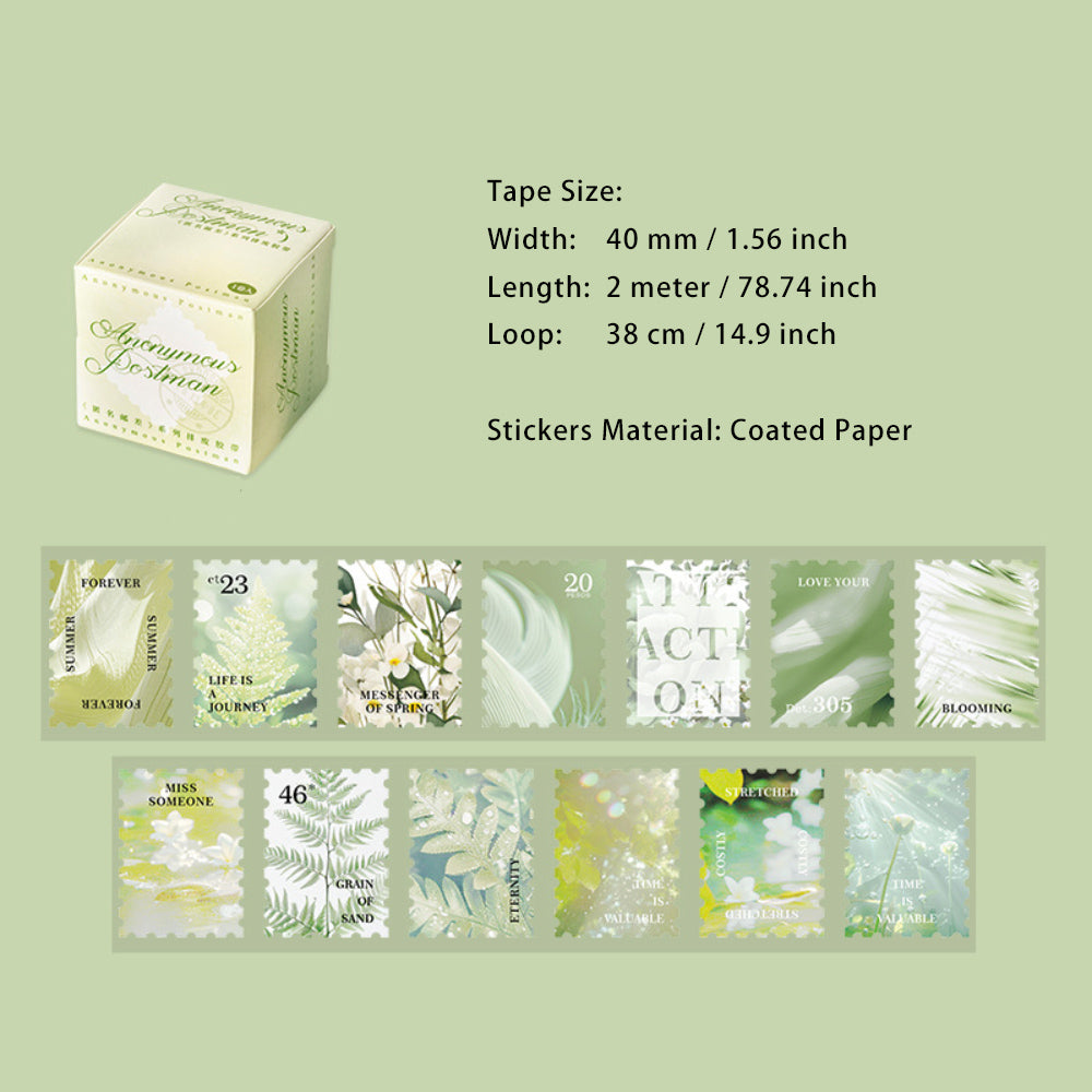 1 Roll Die-cut Flower Post Stamp Stickers Tape NMYC