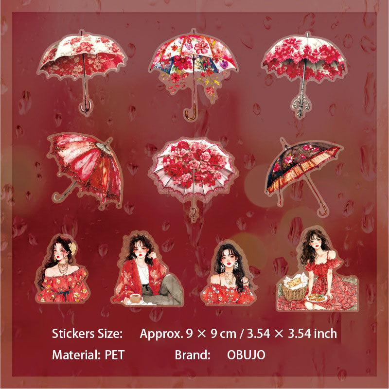 10 Pcs Umbrella Girl PET Stickers QSYJ